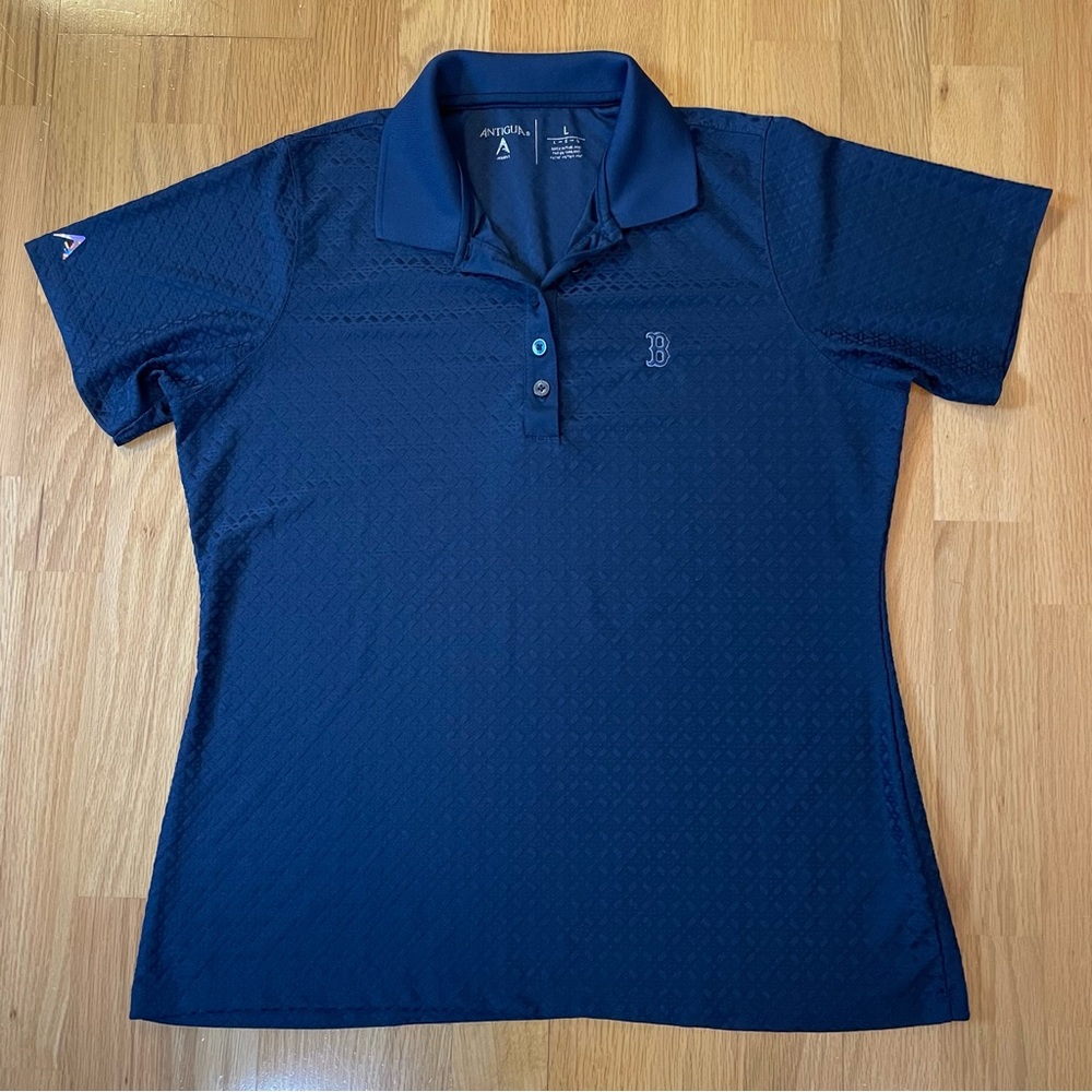 ANTIGUA WOMEN'S Boston Red Sox Logo Navy Blue Polo Size Large
